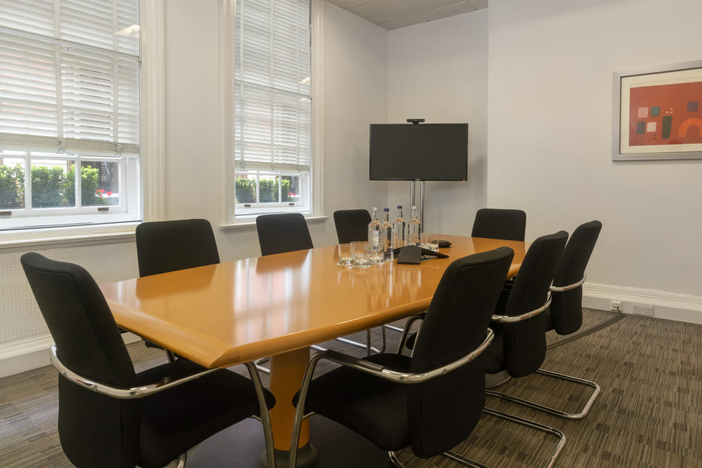 Boardroom 1 meeting room with refreshments and tv